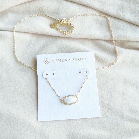 NEW Kendra Scott Elisa Gold White Pearl Pendant Necklace Authentic - Picture 3 of 4